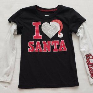 Holiday Time I ❤ Santa Girls 4-5y Shirt Long Sleev